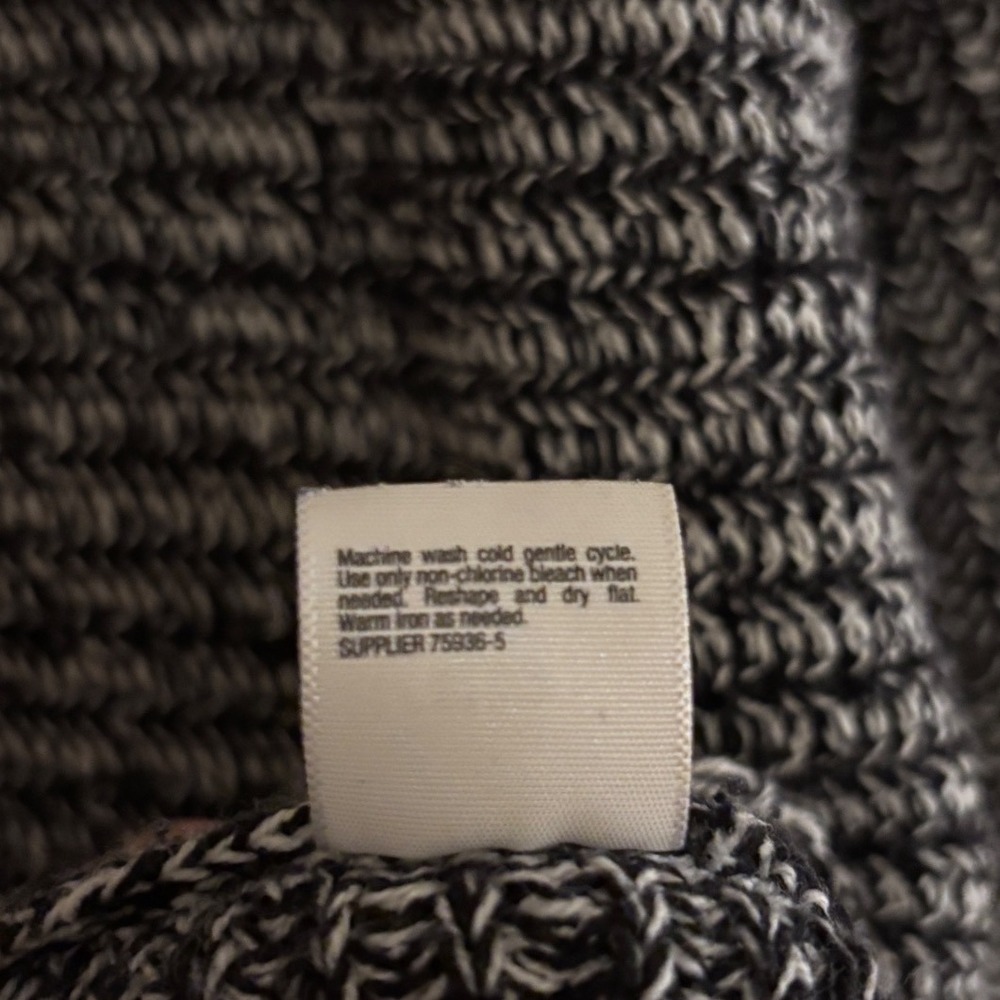 ANA A New Approach Womens Petite Black White Marled Textured Knit Sweater P - Picture 4 of 5